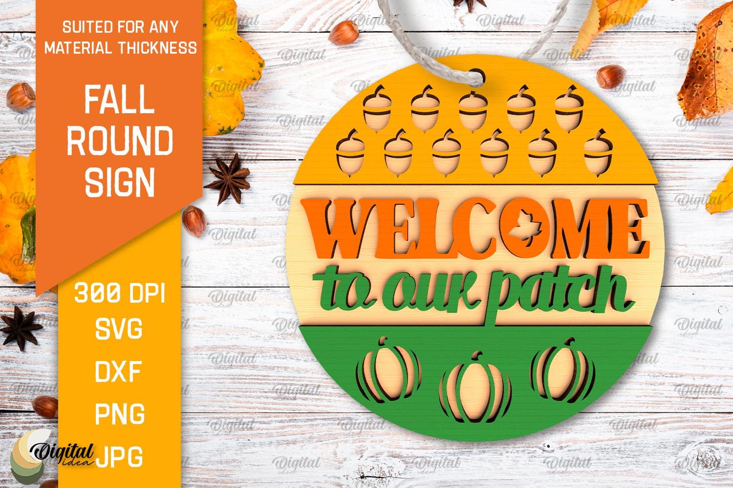 3D Fall Round Signs Bundle, Wooden Sign Laser Cut, Autumn Round Layered ...