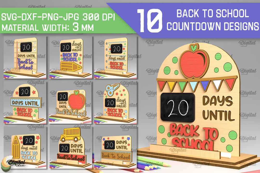 3D Back to School Countdowns Bundle, Days Until School Countdown Laser ...
