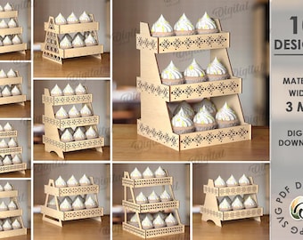 3D Display stands bundle, tier tray laser cut, retail stand, wooden kitchen cupcake stand, sweets display stand, market standing display