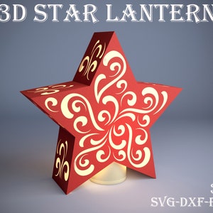 Star nightlamp, 3D Star lantern, Papercut lantern template, Star shaped lamp SVG, 3D paper cut, Nightlamp, Boho, Home decor, lightbox SVG,