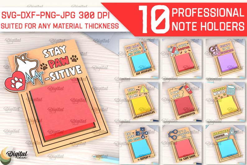 Slots Sticker Note 3D Professional Sticky Note Holders Bundle, Personalized Note Holder ...