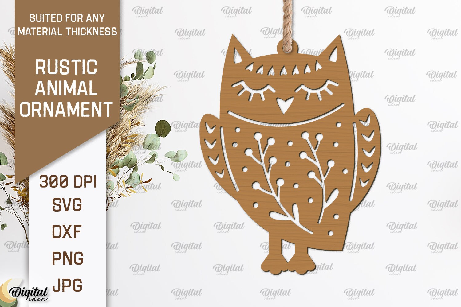 Rustic Animal Sign Rustic Animal Ornaments Bundle, Animals Sign Laser Cut, Scandinavian ...