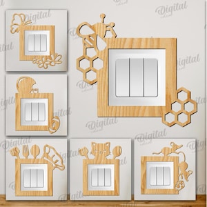Light switch decor bundle, light switch cover laser cut, light sqitch ornamnet glowforge, light switch surround paper cut svg, home decor