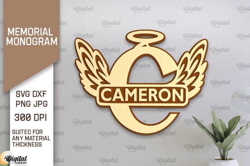 Memorial Monogram Alphabet Bundle, 3D Laser Cut, Angel Wings Monogram ...