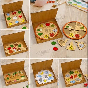 Lot de puzzles 3D pour enfants, jeu de puzzle pour enfants découpé au laser, svg de jouet montessori, jeu éducatif en bois, animaux, légumes, nombres, fruits