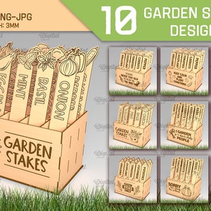 3D Garden stakes bundle, 3D laser cut, vegetable stakes holder SVG, garden signs svg, garden decor svg, vegetable name markers svg