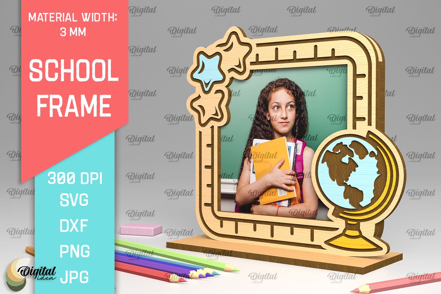 3D Kids School Photo Frames Bundle, School Picture Frame With Stand, 3D ...