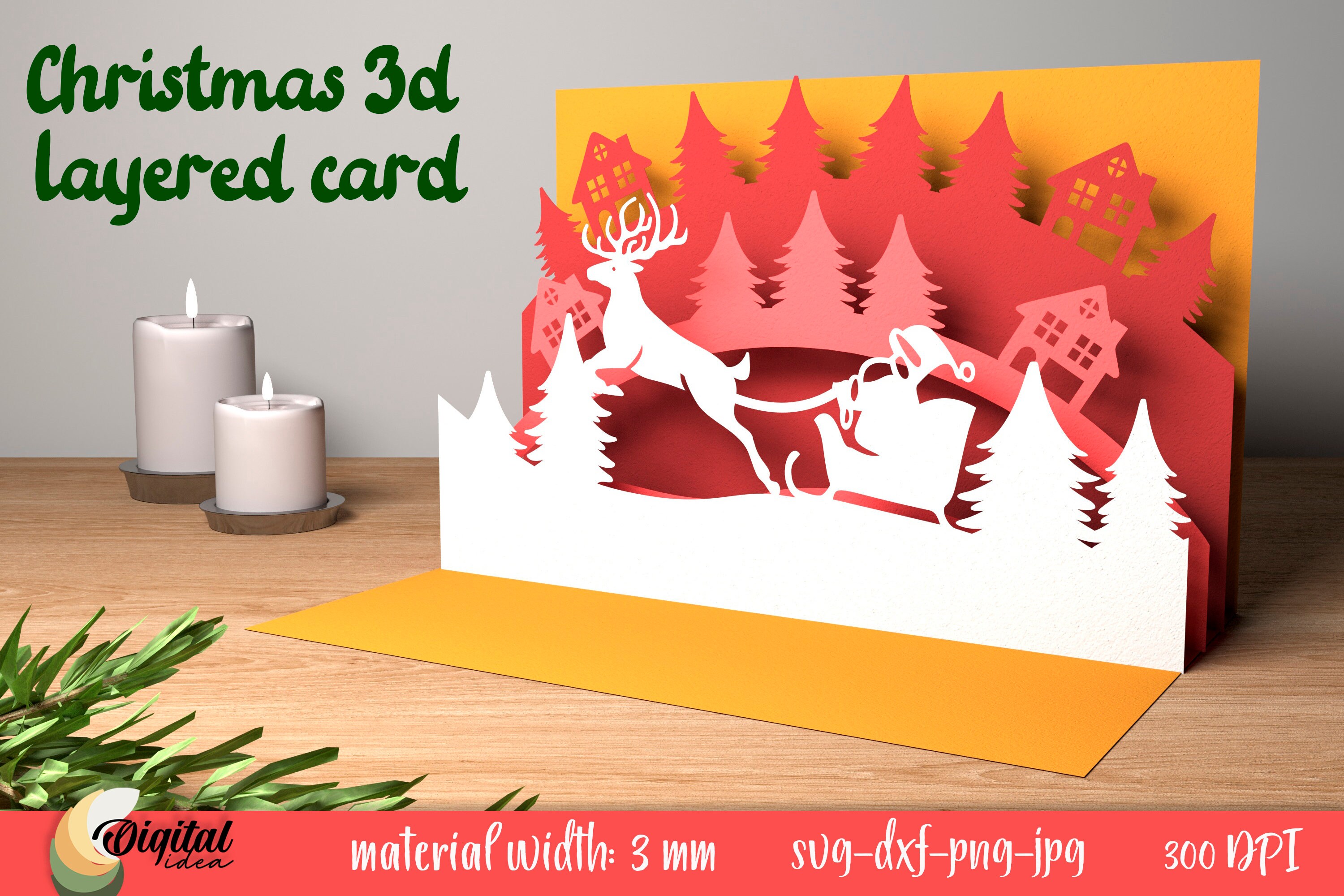 Biglietto Di Natale 3D Pop-Up | Fatto A Mano In Carta Riciclata, 13x15,5cm, Con Busta Di Qualità, Albero Di Natale