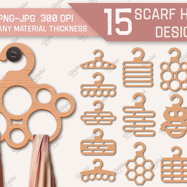Scaf holders laser cut bundle, scarf hangers SVG, hanger laser cut file, hanger for scarves, tie holder, clothes holder, hanger template svg