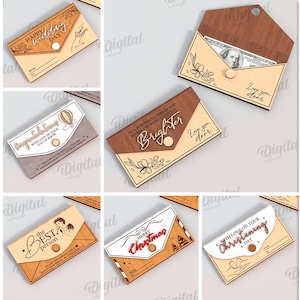 3D Money envelopes bundle, thank you money gift box laser cut, money box, birthday gift box, cash envelope, christening cash box, Christmas