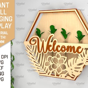 3D Hanging propagation station, hanging wall plant display laser cut, Welcome svg, test tube holder, hanging sign, flower boho wall decor