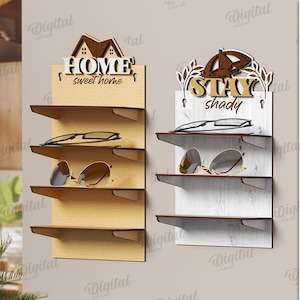 3D Sunglasses holder shelf set of 2, glasses organizer laser cut, summer quotes svg, wooden eyeglass storage, eyeglasses display, home decor