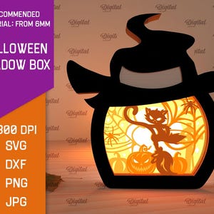 Halloween shadow box bundle, 3D witch hat shadow box laser cut, wooden layered shadowbox, scary light box laser cut, witchy svg