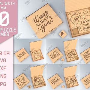 3D Liebe Puzzles Bundle, Puzzle Brettspiel Laserschnitt, Valentinstag Puzzle in einer Box, Valentinstag Geschenk, Holzpuzzle svg, Valentinstag Geschenk, Valentinstag Geschenk, Valentinstag