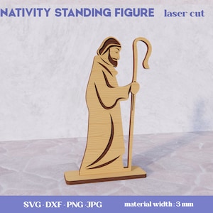 Nativity standing figurine laser cut, wise man svg, wooden stand, Standing piece svg, Wooden nativity toy, 3D laser cut nativity puzzle
