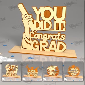 3D Graduation stands bundle, free standing decor laser cut, graduation sign svg, shelf sitter svg, stand svg, congrats grad svg