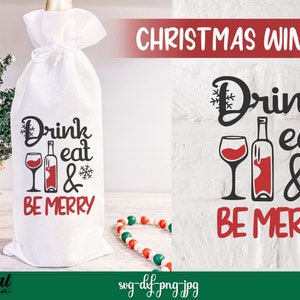 Christmas wine bag bundle SVG, Christmas wine quotes, wine sayings, funny wine quotes svg, wine gift bag svg, wine package, wine box svg image 9
