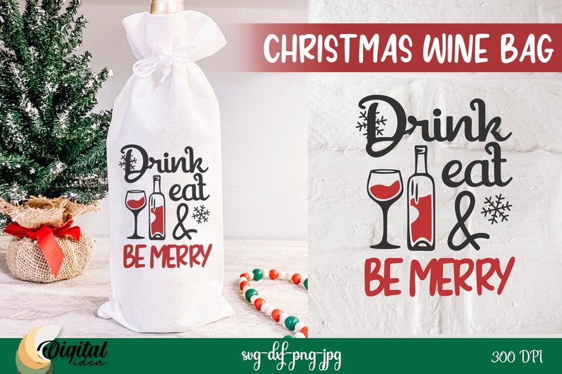 Christmas wine bag bundle SVG, Christmas wine quotes, wine sayings, funny wine quotes svg, wine gift bag svg, wine package, wine box svg image 9