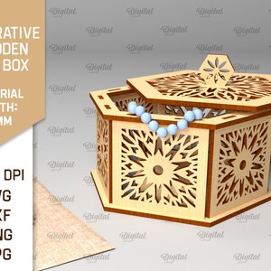 Decorative Wooden Boxes Laser Cut Bundle, 3D Box Template Svg, Storage ...