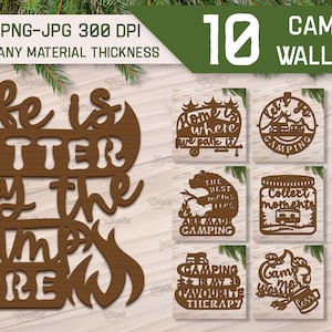 Camping Wand Kunst Bundle, Camping Schilder Laser geschnitten, Camping Zitate und Sprüche svg, Reiseschild svg, Reisen svg, Camping Papierschnitt svg