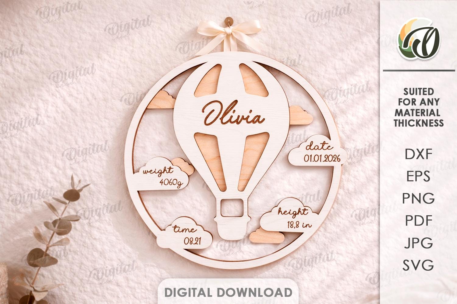 3D Personalized Baby Birth Stats Signs Bundle, Nursery Decor Laser Cut ...