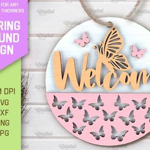 3D Spring Round Signs Bundle, Welcome Spring Svg, Round Layered Sign ...