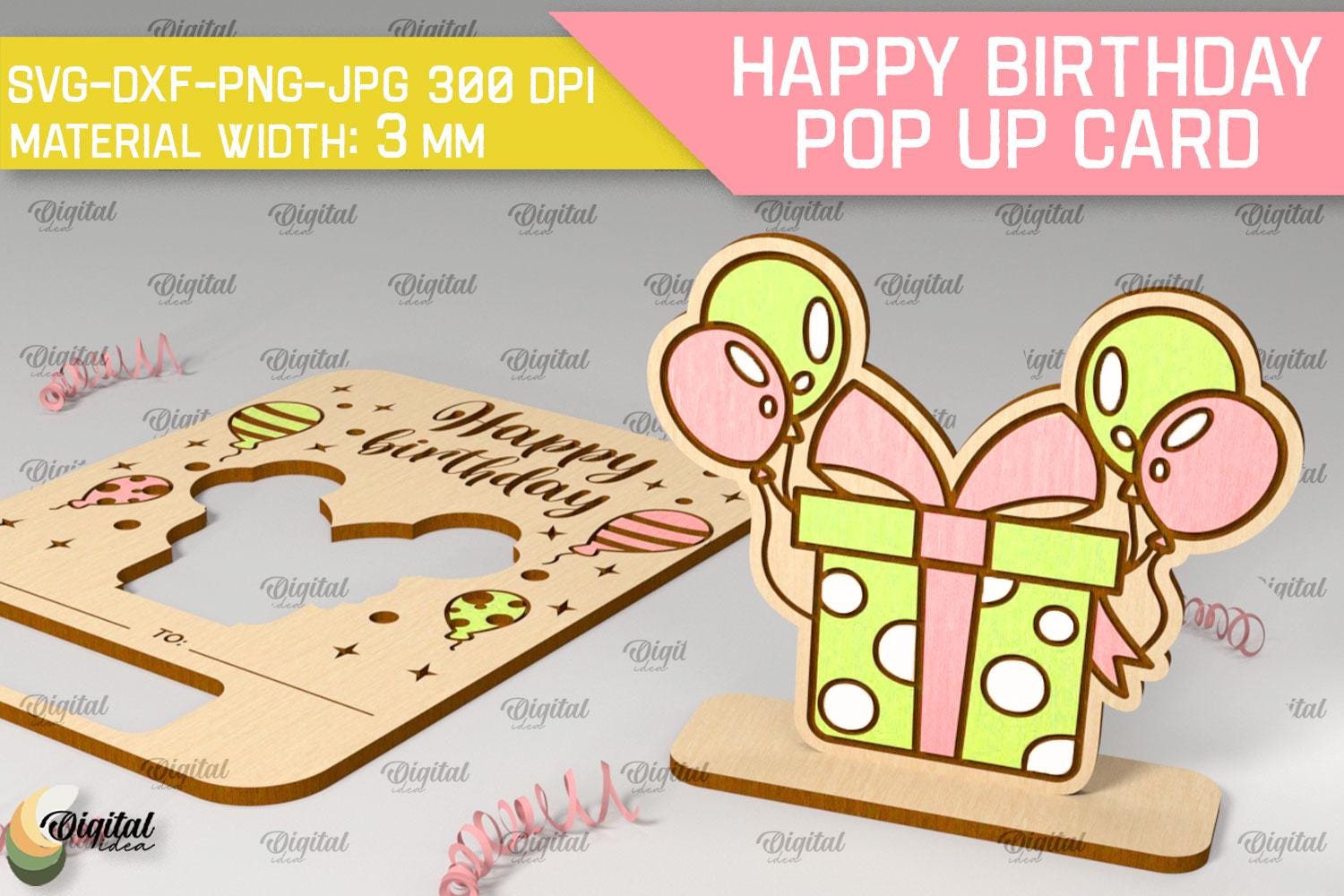 3D Birthday Pop up Cards Bundle, Happy Birthday Greeting Card Laser Cut ...