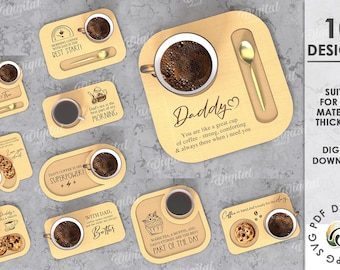 3D Father's day serving trays bundle, snack board lasercut, wooden serving plate, Fathers day quotes svg, coffee tray, breakfast treat board