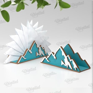 3D Serviettenhalter, Gewebe Ständer Laser geschnitten, Natur Szene svg, Holzküche Küchendekor, Tischdekoration, Glowforge svg