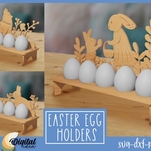 Easter egg holder bundle, 3D easter egg stand laser cut, easter egg storage svg, easter bunny egg basket SVG, easter ornament egg stand