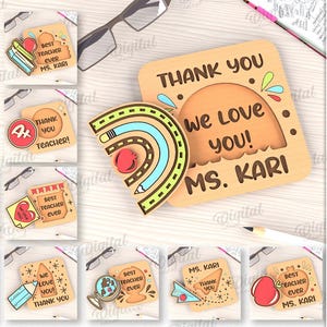 3D Teacher card bundle, greeting card lasercut, Thank you teacher svg, teacher gift, school svg, wooden thank you card, best teacher svg