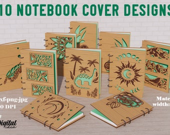 Notebook covers bundle SVG, 3D Notebook binder, 4 ring binder lasercut, Glowforge wooden book cover, album cover, journal cover SVG
