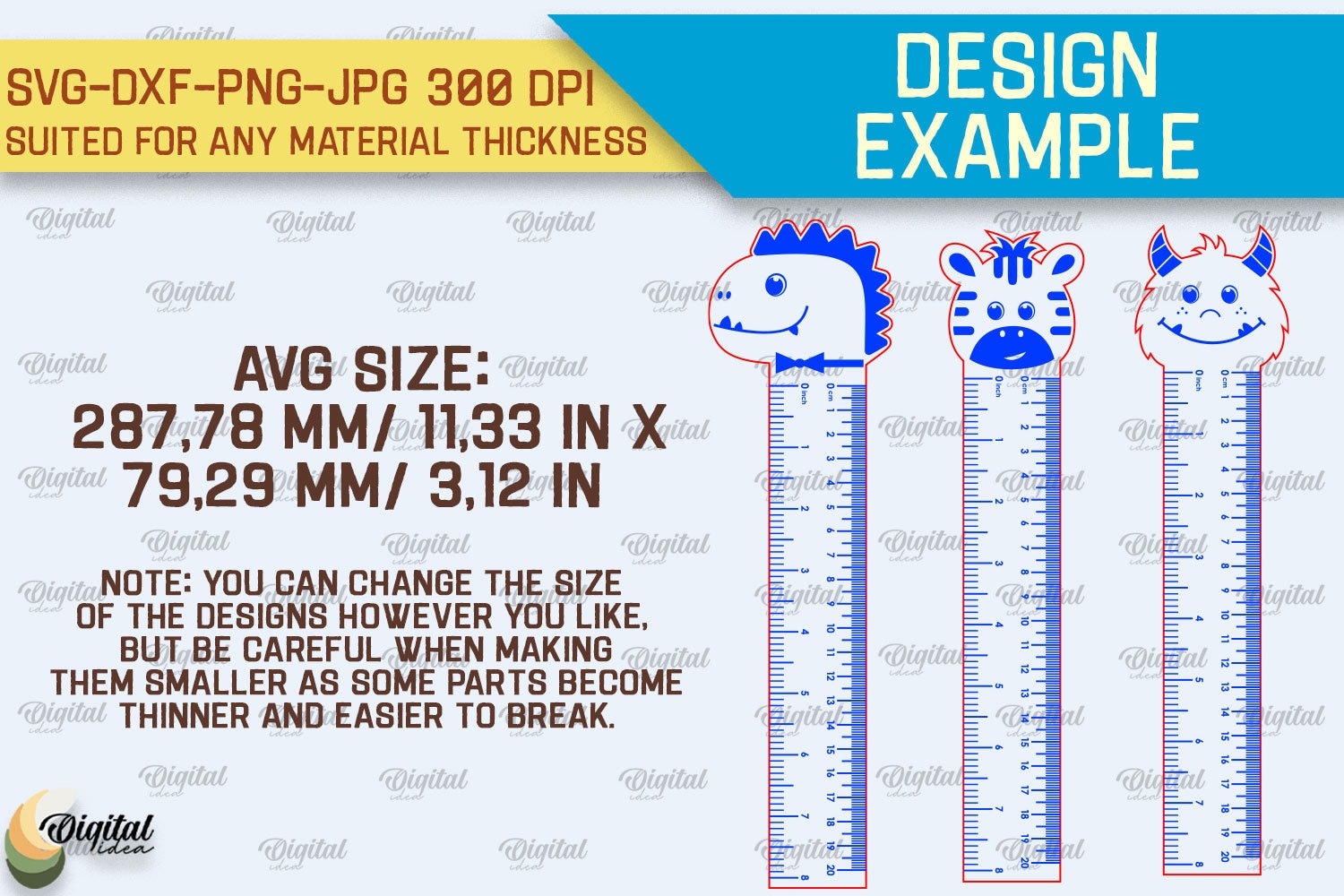 Kids Rulers Bundle, Wooden Childrens Ruler Laser Cut, Inches and ...