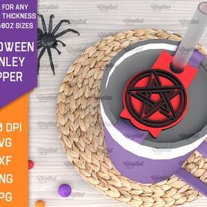3D Halloween Stanley Cup-toppar paket, läskigt glaslock med laserskuret motiv, 940 och 1120 ml, Stanley-toppar pappersklipp, lager på lager glasetikett svg bild 7