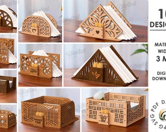 3D Napkin holders with toothpick holders  bundle, napkin holder laser cut, wooden kitchen decor svg, table decor, kitchen quotes, floral