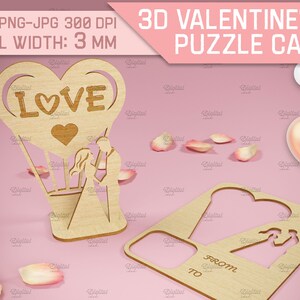 Lovers svg, carte pop up de la Saint-Valentin, cadeau de la Saint-Valentin 3D, support de carte d’amour découpé au laser, carte de vœux pop up en bois, amour svg, couple svg