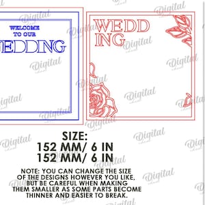 Wedding welcome signs bundle, layered wedding decor laser cut, custom floral wedding sign, personalized names svg, love story image 2