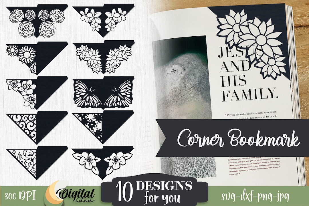10 Bookmarks Paper Cut SVG. Corner Bookmarks. Book Bookmark Etsy