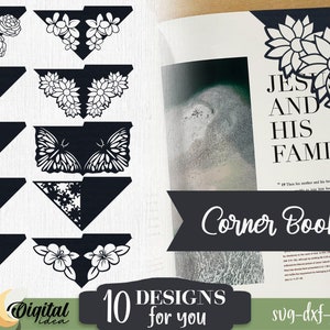 10 Bookmarks Paper cut SVG. Corner bookmarks. Book bookmark
