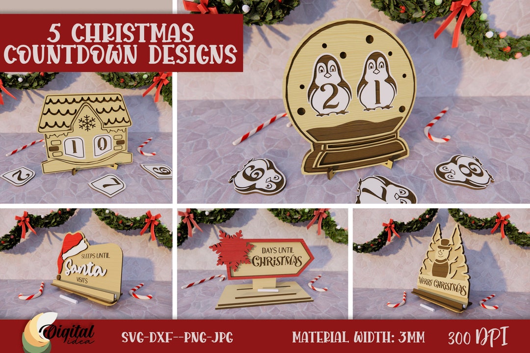 Christmas Countdowns Bundle, 3D Christmas Lasercut, Christmas ...