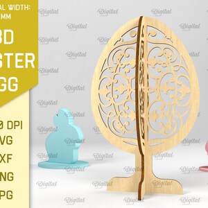 3D Easter egg stands bundle, 3D easter egg laser cut, floral easter egg svg, easter decor, free standing easter egg svg, home decor zdjęcie 8