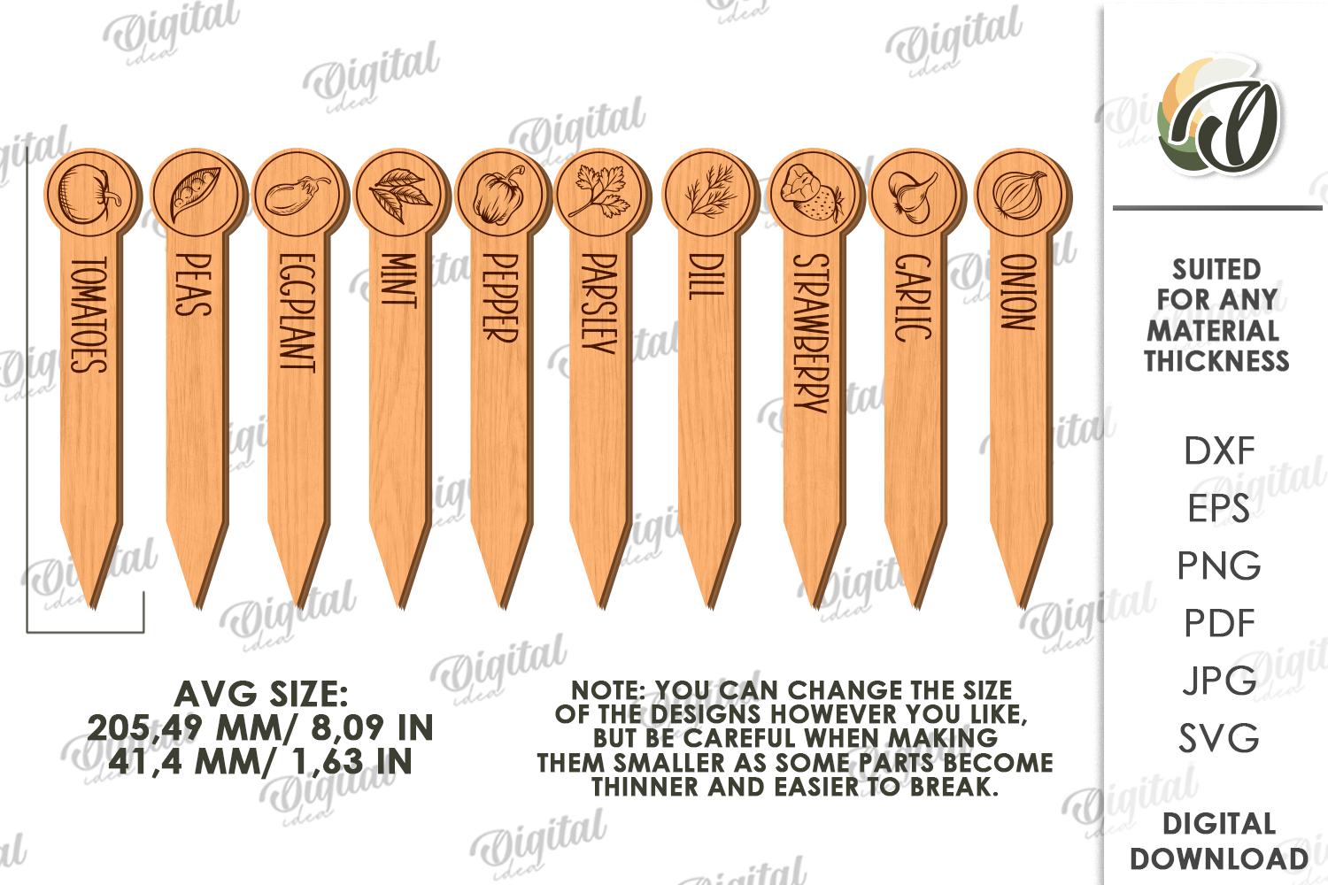 Stake Names 3D Garden Stakes With Boxes Bundle, Vegetable Stakes Storage Laser Cut ...