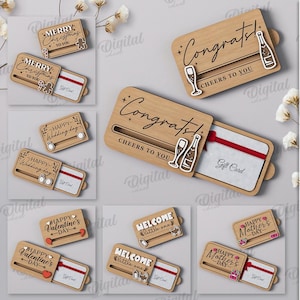 3D Schiebe Geschenk Kartenhalter Bündel, niedliche Geschenk Kartenhalter Laser Cut, Geschenkkarten Etui mit einem Schieber, Weihnachten, Baby Party, Hochzeit, Geburtstag