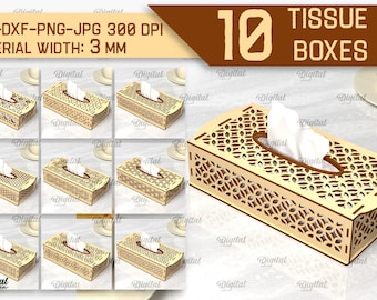 3D Tissue box bundle, 3D laser cut, napkin holder SVG, tissue storage svg, boxes with patterns svg, wooden decorative napkin box lasercut