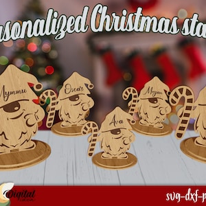 Gnomes family stand, Personalized Christmas Stand Laser Cut, Christmas Family Decor 3D, Family names stand, Freestanding, Custom family