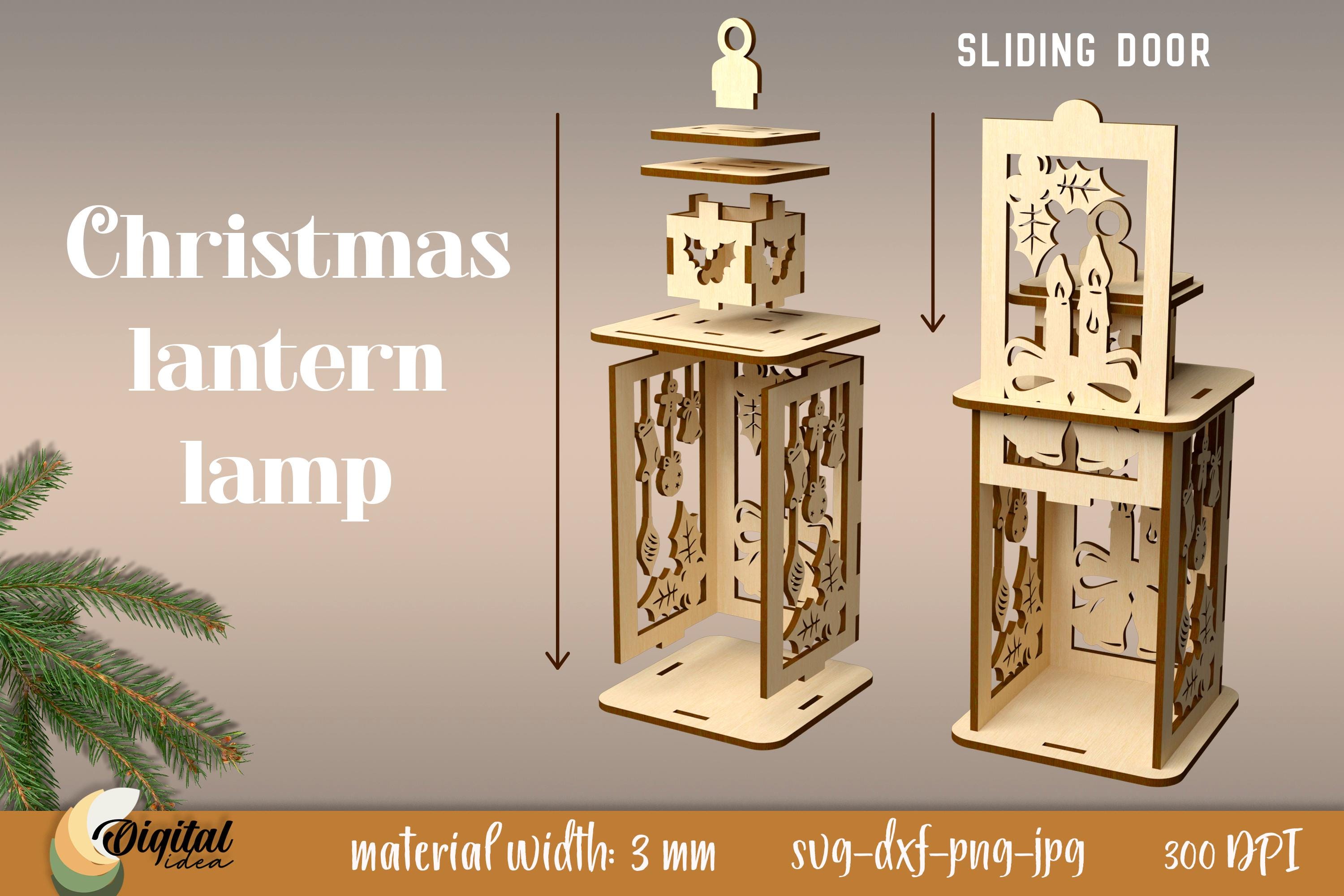 Christmas Lanterns Laser Cut Bundle, Candle Holder 3D Lasercut
