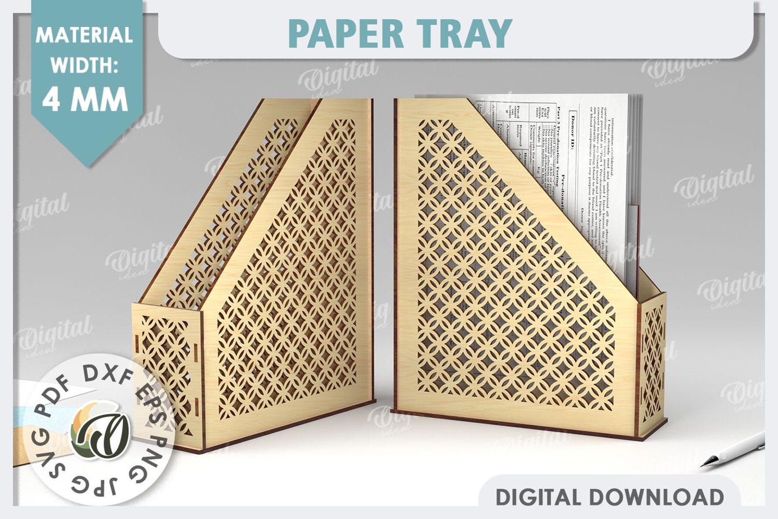 7394 Paper 3D Paper Trays Bundle, Paper Desk Organizer Laser Cut, Document Storage ...