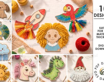 Pacote de brinquedos de amarrar em 3D com fios, arquivos de corte a laser para brinquedos Montessori para bebês, SVG educativo, animais fofos, bordado, quadro para aprender a amarrar cadarços.