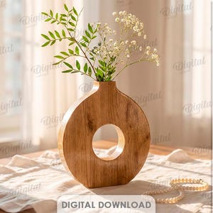 3D Blumenvasen Bundle, dekorative Vase Laser geschnitten Dateien, moderne Blumenhalter svg, Holz Wohnkultur, minimalistisch, Strauß Vase Bild 2