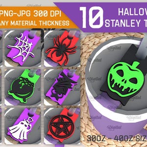Pacchetto di coperchi per tazze Stanley di Halloween 3D, coperchio per tazze spettrale tagliato al laser, 30 e 40 once, coperchio Stanley tagliato in carta, etichetta per tazze a strati in formato svg